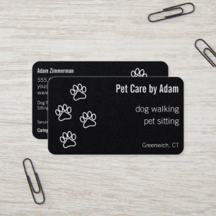 Paw Prints Hond Walker Pet Sitter Premium Zwart Visitekaartje