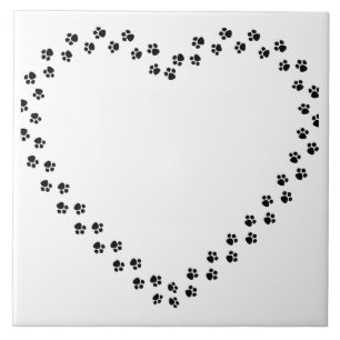 Paw Prints in een Hart Tegeltje