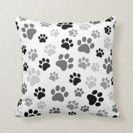 Paw prints kussen zwart en wit