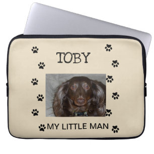 Paw Prints met Pet's Foto en Naam Laptop Sleeve