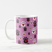 Paw Prints met rode harten op Roze