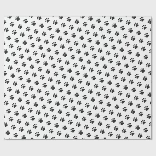 Paw Prints Modern Zwart Wit Pet Lovers Gift Wrap Cadeaupapier (Vlak)