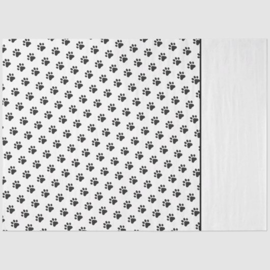 Paw Prints Modern Zwart Wit Pet Lovers Gift Wrap Tissuepapier (Voorkant)