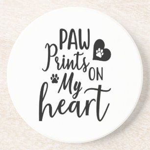 Paw prints on my heart zandsteen onderzetter