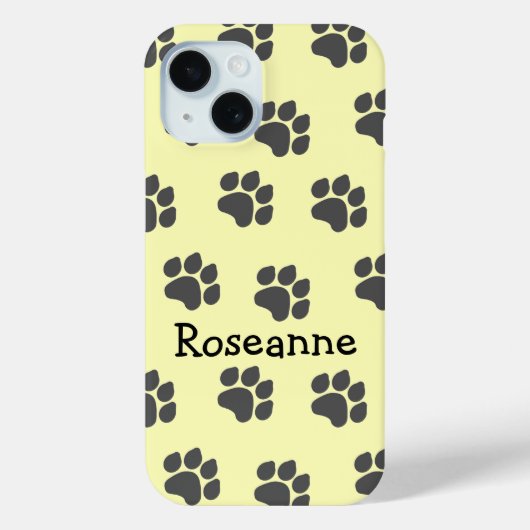 Paw Prints Ontwerp Geel Gekleurd Gepersonaliseerd Case-Mate iPhone Case (Achterkant)