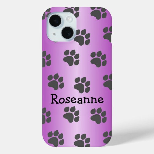 Paw Prints Ontwerp Paarse Gepersonaliseerde Kleure Case-Mate iPhone Case (Achterkant)