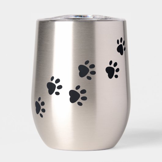 Paw Prints Ontwerp Thermische Wijn Tumbler (Voorkant)