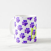Paw Prints Paarse PET NAAM Kat Hond Kleurrijk Fun Koffiemok (Voorkant links)