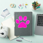 Paw Prints Pattern Custom Cute Hot Pink Sticker (iPad Cover)