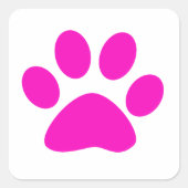 Paw Prints Pattern Custom Cute Hot Pink Vierkante Sticker (Voorkant)