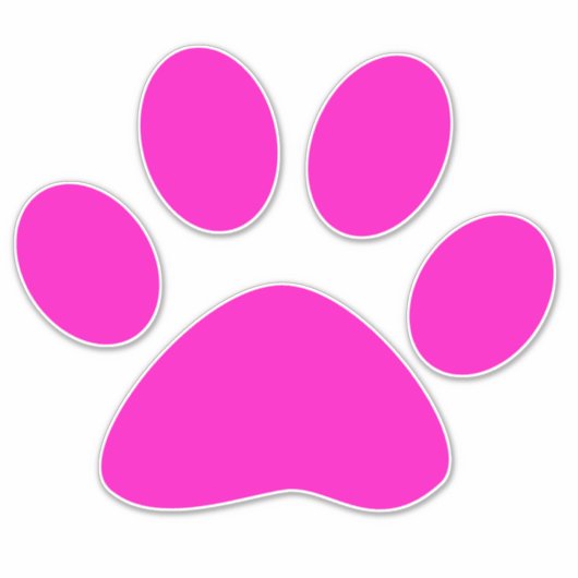 Paw Prints Pattern Hot Pink Custom Cute Sticker (Voorkant)