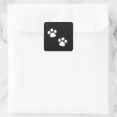 Paw Prints Patterns Custom Black White Cute  Vierkante Sticker (Tas)