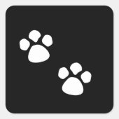 Paw Prints Patterns Custom Black White Cute  Vierkante Sticker (Voorkant)