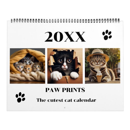 Paw Prints Pet Cat Photo Art Large Kalender (Hoes)