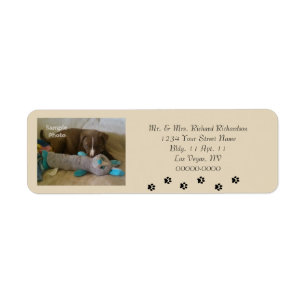Paw Prints Voeg foto Tan retour adreslabels Etiket