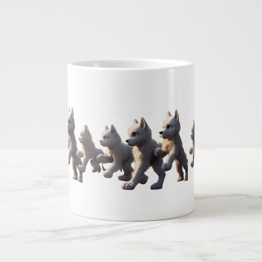 Paw Prints Walking Around Mug Base Design Extra Grote Beker (Voorkant)