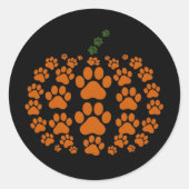 Paw Pumpkin Paw Print Hond Thanksgiving Ronde Sticker (Voorkant)