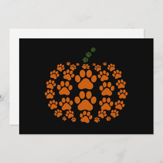 Paw Pumpkin Paw Print Honden Thanksgiving Feestdagenkaart (Voorkant / Achterkant)