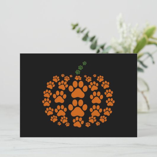 Paw Pumpkin Paw Print Honden Thanksgiving Kaart (Staand voorkant)