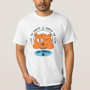 Paw Purralta Cartoon Kat Skateboarden T-Shirt