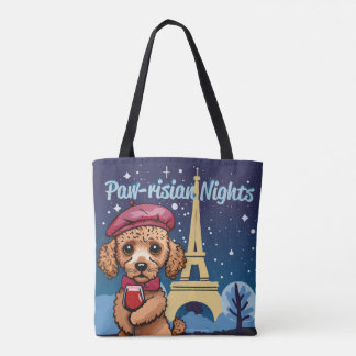 Paw-risian Nights! Schattigee poedel totebag Draagtas