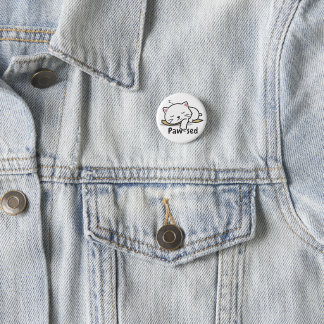 Paw-sed Kattenbadge – Luie Vibe, Schattige Stijl Ronde Button 3,2 Cm