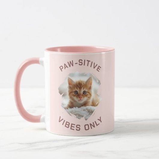 Paw-sensitive vibes alleen kat foto roze mok (Links)