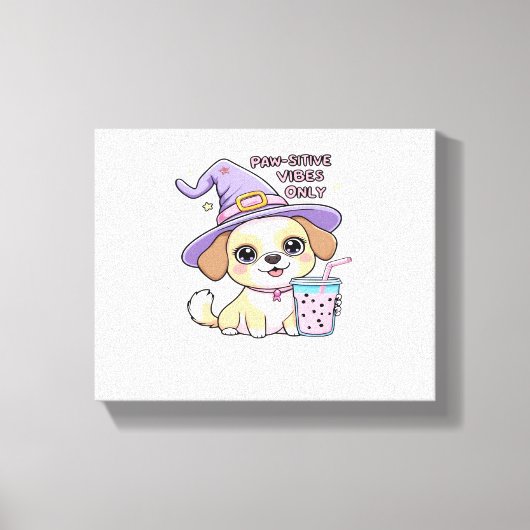 Paw-sensitive vibes Alleen Schattigee hond met bub Canvas Afdruk (Voorkant)