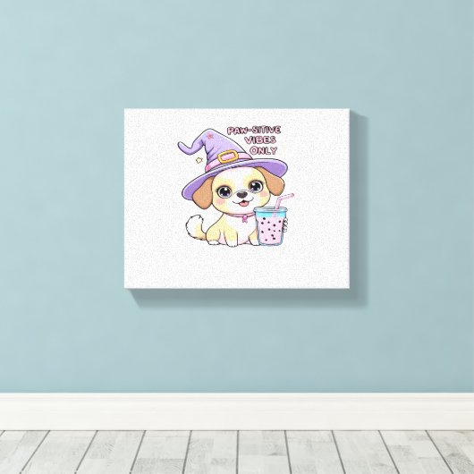 Paw-sensitive vibes Alleen Schattigee hond met bub Canvas Afdruk (Insitu (Houten vloer))
