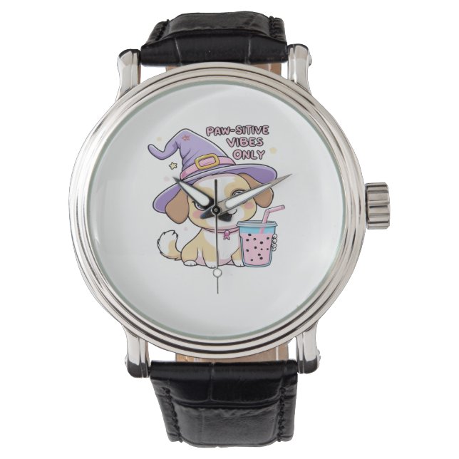 Paw-sensitive vibes Alleen Schattigee hond met bub Horloge (Voorkant)