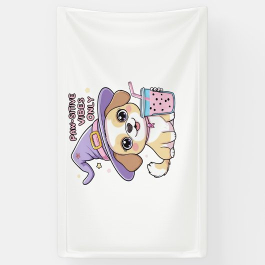 Paw-sensitive vibes Alleen Schattigee hond met bub Spandoek (Verticaal)
