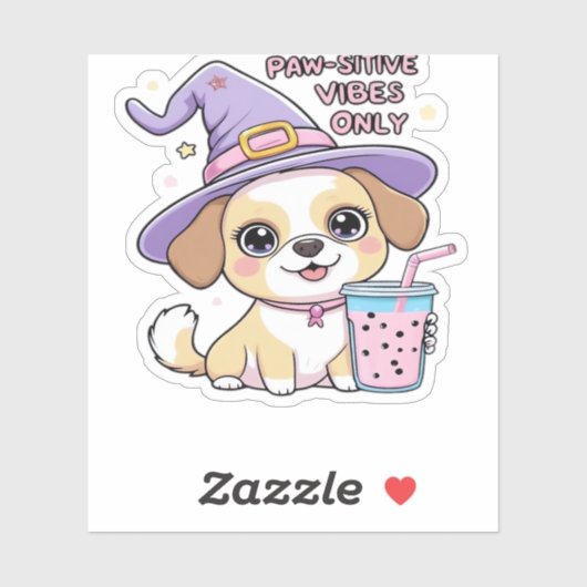 Paw-sensitive vibes Alleen Schattigee hond met bub Sticker (Vel)