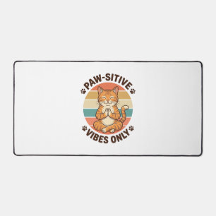Paw-Sitieve Vibes Alleen Mediterende Kat Retro Des Bureaumat