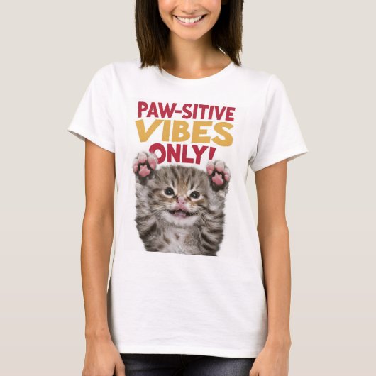 Paw Sitive Vibes Only Kitten T-shirt (Voorkant)