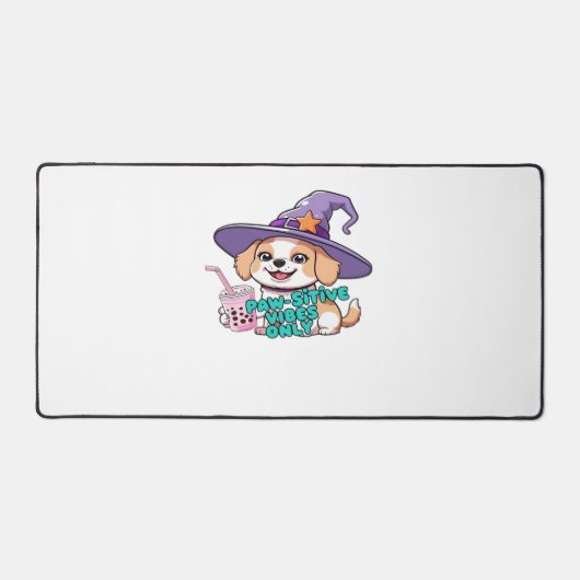 Paw-sitive Vibes Only – Schattigee hond met bubbel Bureaumat (Voorkant)