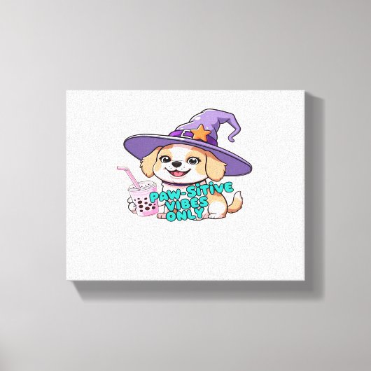 Paw-sitive Vibes Only – Schattigee hond met bubbel Canvas Afdruk (Voorkant)