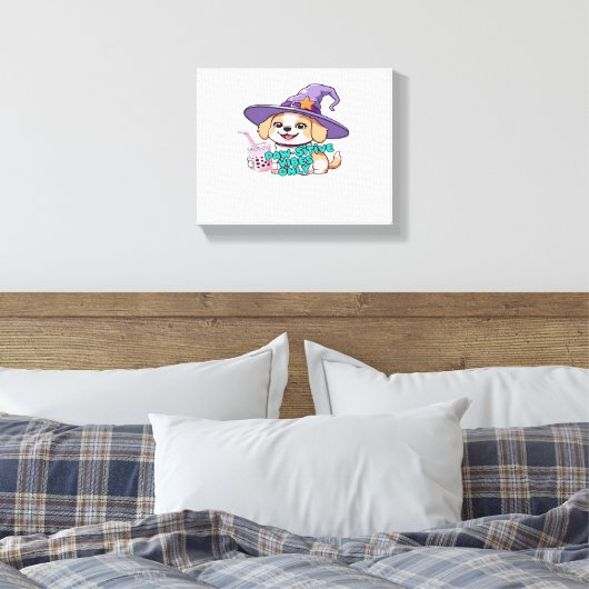 Paw-sitive Vibes Only – Schattigee hond met bubbel Canvas Afdruk (Insitu (Slaapkamer))