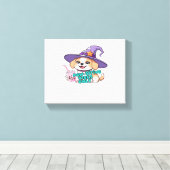 Paw-sitive Vibes Only – Schattigee hond met bubbel Canvas Afdruk (Insitu (Houten vloer))