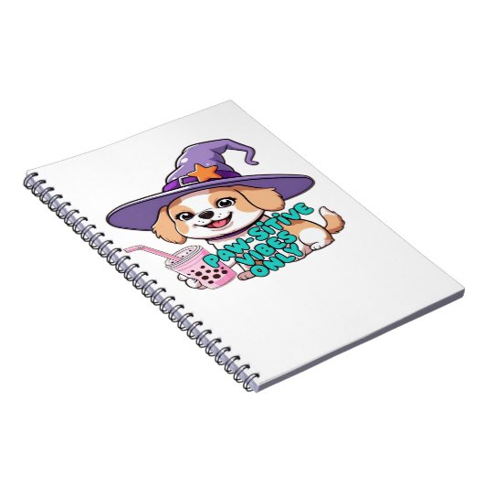 Paw-sitive Vibes Only – Schattigee hond met bubbel Notitieboek (Rechterzijde)