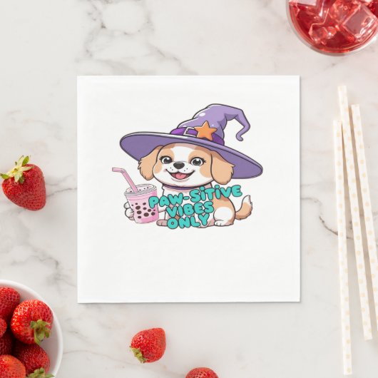 Paw-sitive Vibes Only – Schattigee hond met bubbel Servet (Insitu)