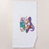 Paw-sitive Vibes Only – Schattigee hond met bubbel Strandlaken (Voorkant)