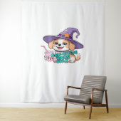 Paw-sitive Vibes Only – Schattigee hond met bubbel Wandkleed (In situ)