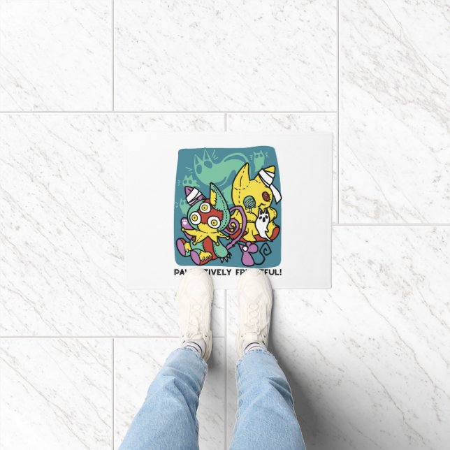 Paw-sitively Frightful | Monstrous Cats Halloween  Deurmat (Binnen)