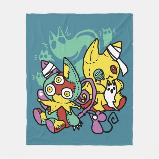 Paw-sitively Frightful | Monstrous Cats Halloween  Fleece Deken (Voorkant)