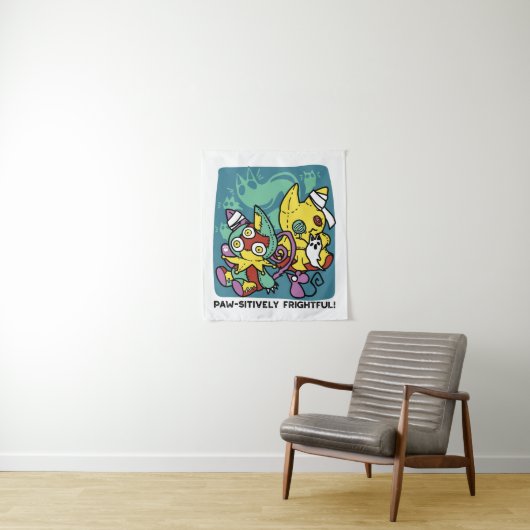 Paw-sitively Frightful | Monstrous Cats Halloween Wandkleed (In situ)