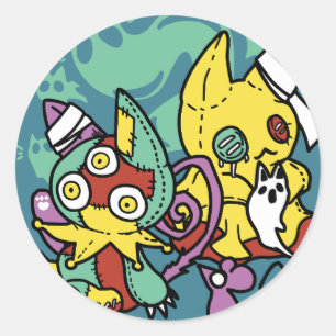 Paw-sitively Verschrikkelijk   Monstreuze Katten H Ronde Sticker