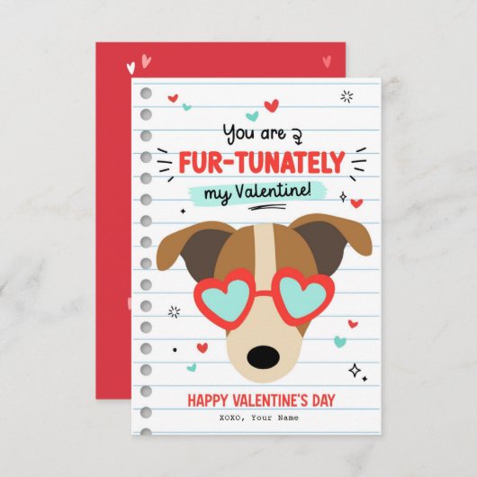 Paw-some Chien Pun Kids Classroom Valentines carte (Devant / Derrière)