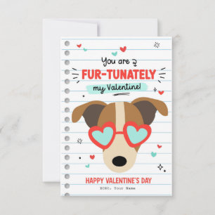 Paw-some Chien Pun Kids Classroom Valentines carte