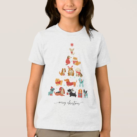 Paw-some kerstboom - een staart-kwispelende vakant Tri-Blend shirt (Voorkant)