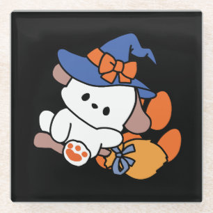 Paw-some Witch in Training - Schattigee Halloween- Glazen Onderzetter